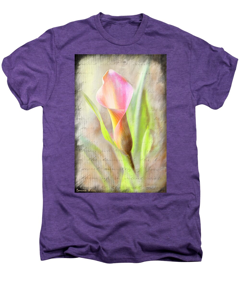 Calla Lily Men's Premium T-Shirt featuring the photograph Calla Lily in Pink by Bonnie Willis