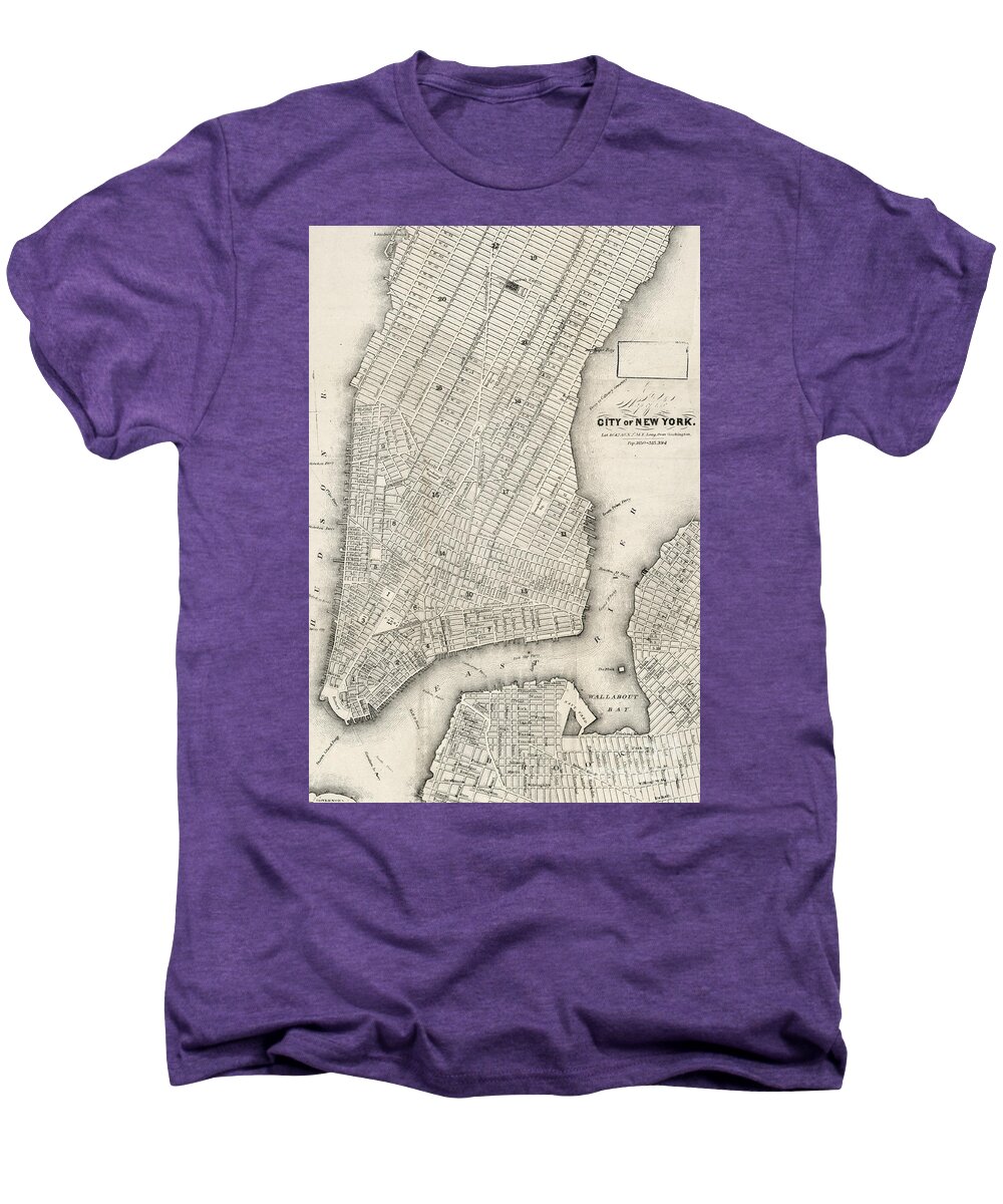 City Men's Premium T-Shirt featuring the photograph City of New York circ 1860 by Edward Fielding