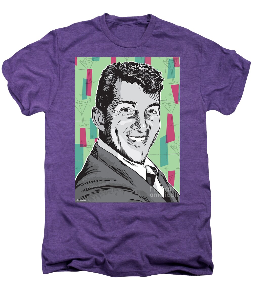 Music Men's Premium T-Shirt featuring the digital art Dean Martin Pop Art by Jim Zahniser