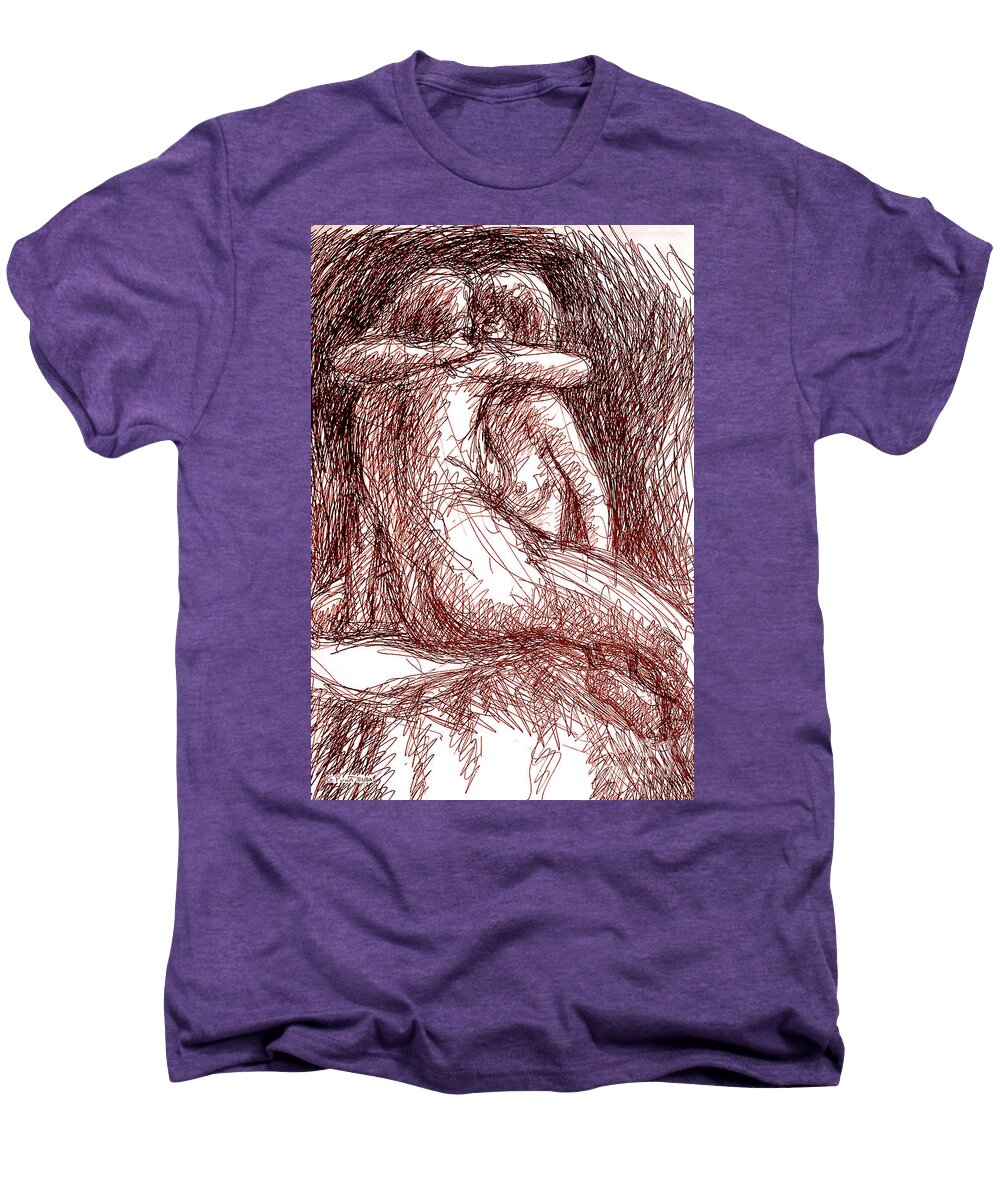 Erotic Renderings Men's Premium T-Shirt featuring the drawing Erotic Drawings 19-2 by Gordon Punt