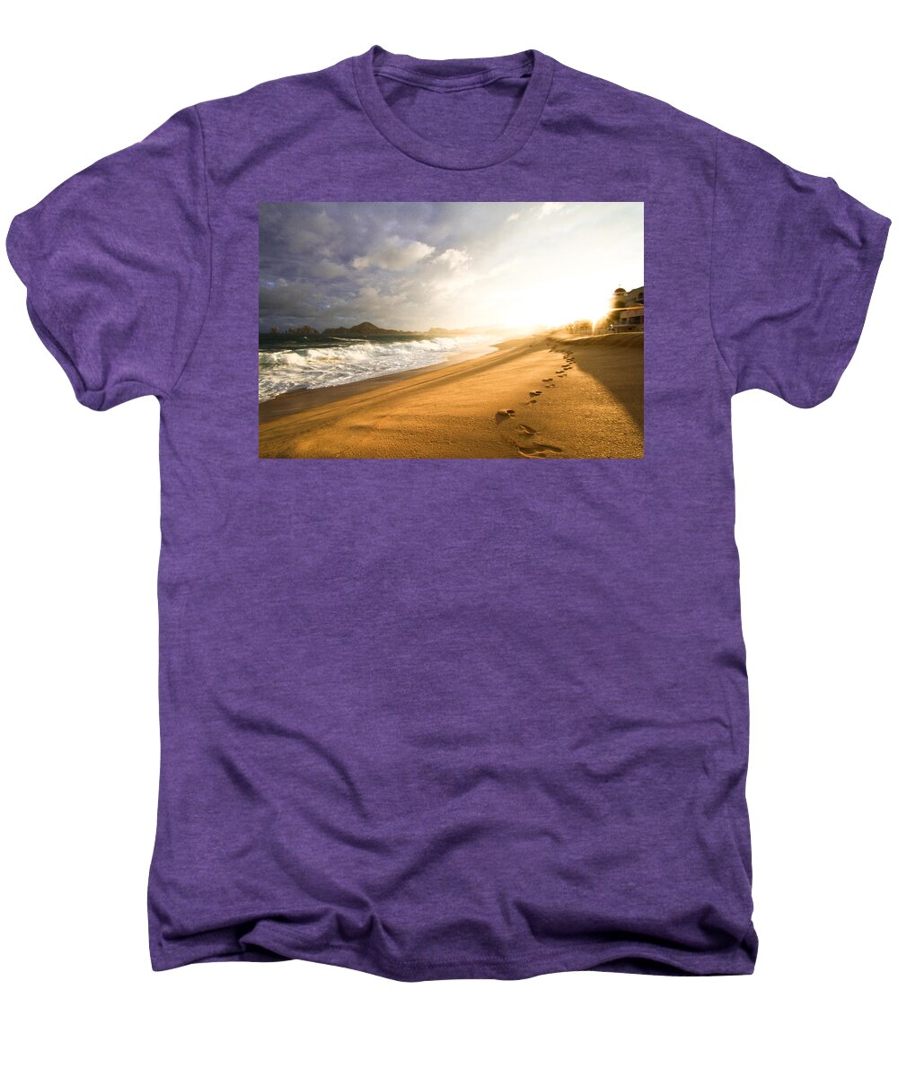 Steps Men's Premium T-Shirt featuring the photograph Footsteps in the sand by Eti Reid