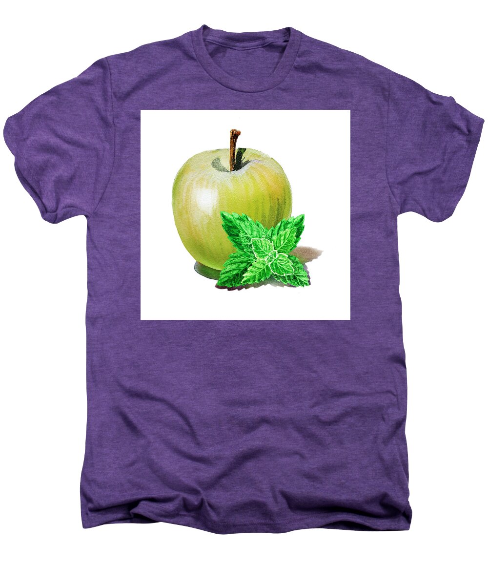 Green Apple Men's Premium T-Shirt featuring the painting Green Apple And Mint by Irina Sztukowski