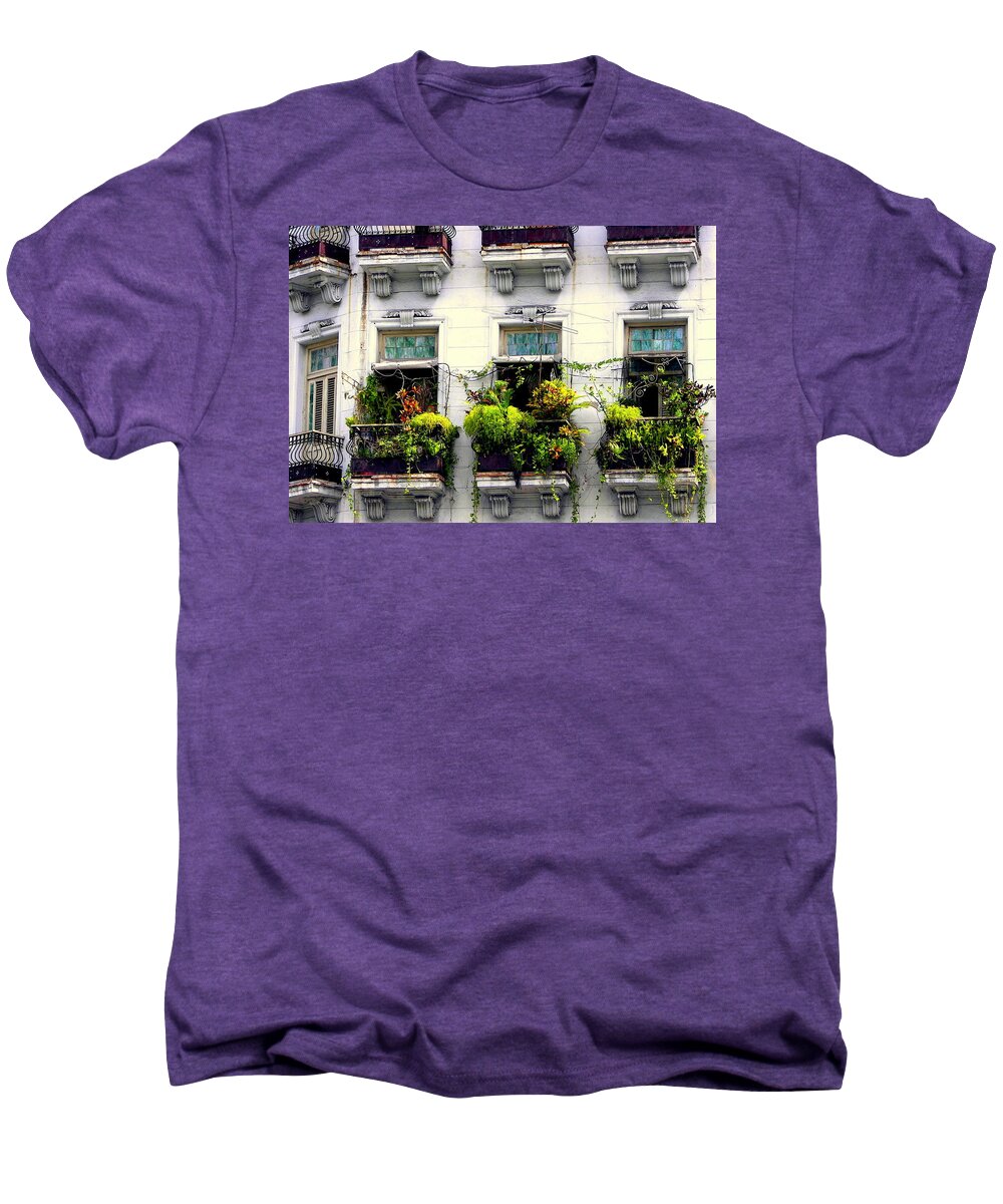Cuban Architecture Men's Premium T-Shirt featuring the photograph Havana Windows by Karen Wiles