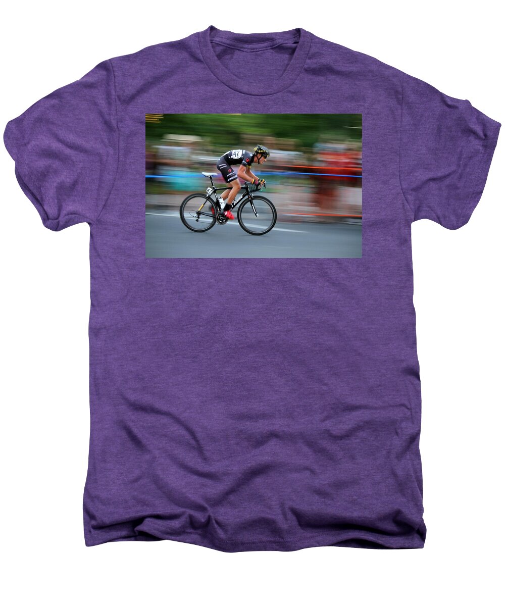 Cycling Men's Premium T-Shirt featuring the photograph Racing for the Finish Line by Kevin Desrosiers