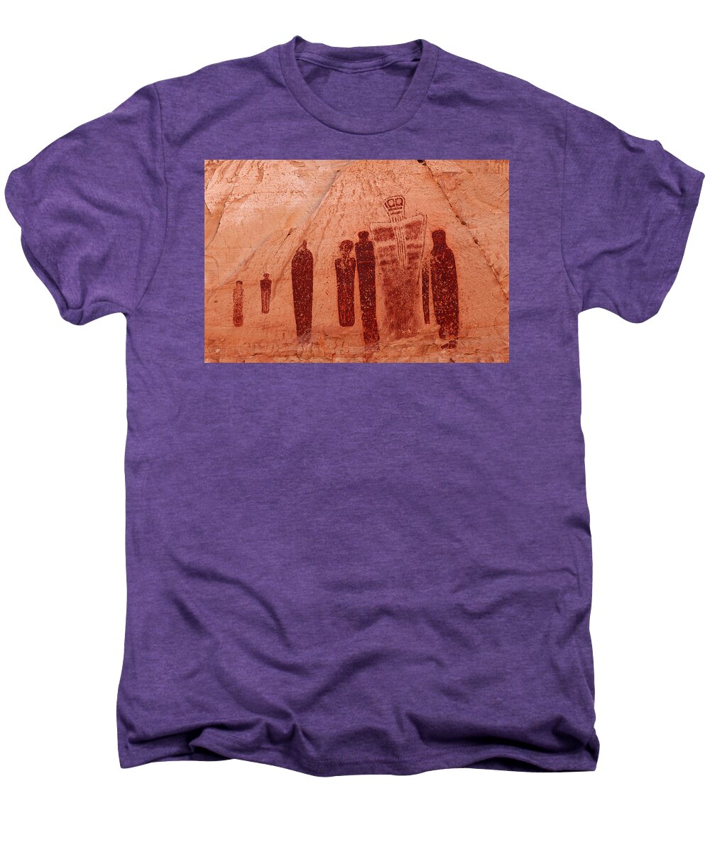 Ancient Men's Premium T-Shirt featuring the photograph Horseshoe Canyon Pictographs by Alan Vance Ley