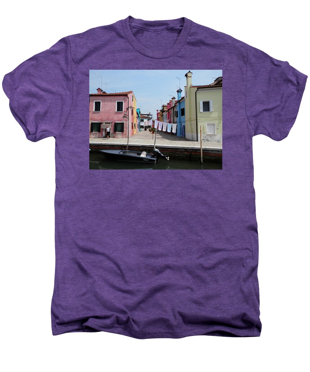 Laundry Men's Premium T-Shirt featuring the photograph Laundry Day in Burano by Pema Hou