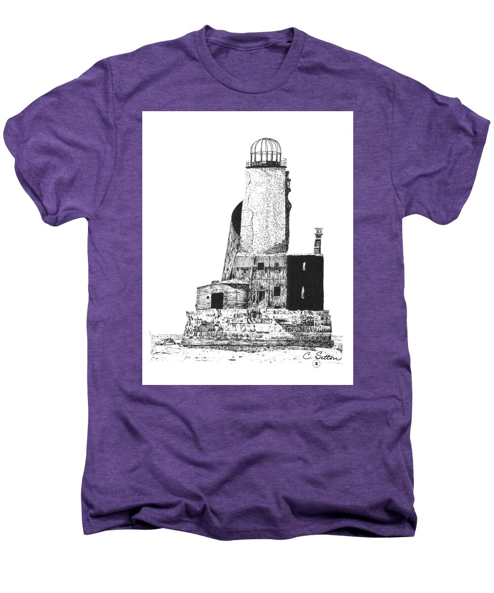 C Sitton Drawing Drawings Men's Premium T-Shirt featuring the drawing Lighthouse by C Sitton