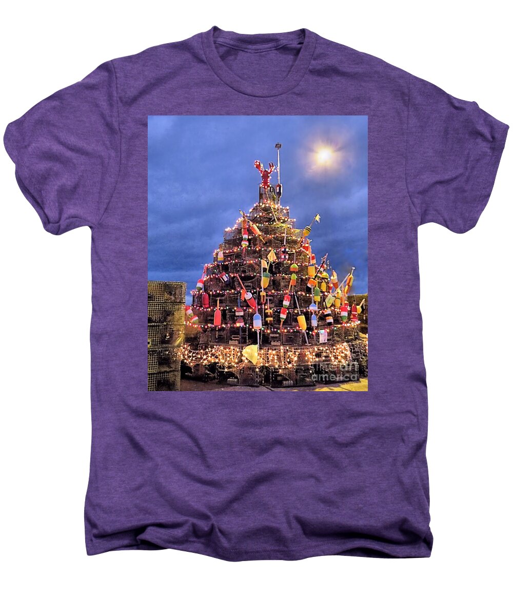 2014 Lobster Pots Men's Premium T-Shirt featuring the photograph Lobster Pots Tree at Night by Janice Drew