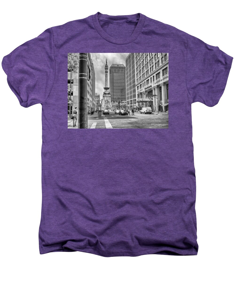 Indianapolis Men's Premium T-Shirt featuring the photograph Monument Circle by Howard Salmon