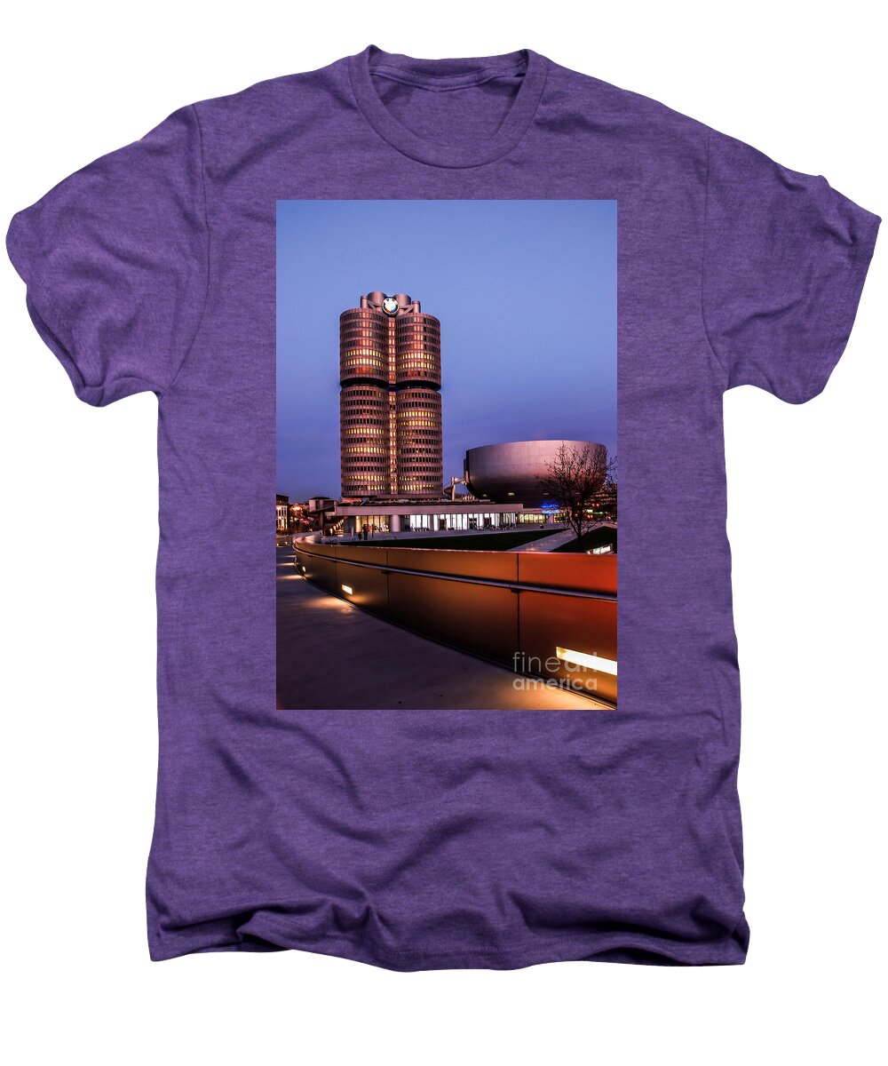 Architecture Men's Premium T-Shirt featuring the photograph munich - BMW office - vintage by Hannes Cmarits