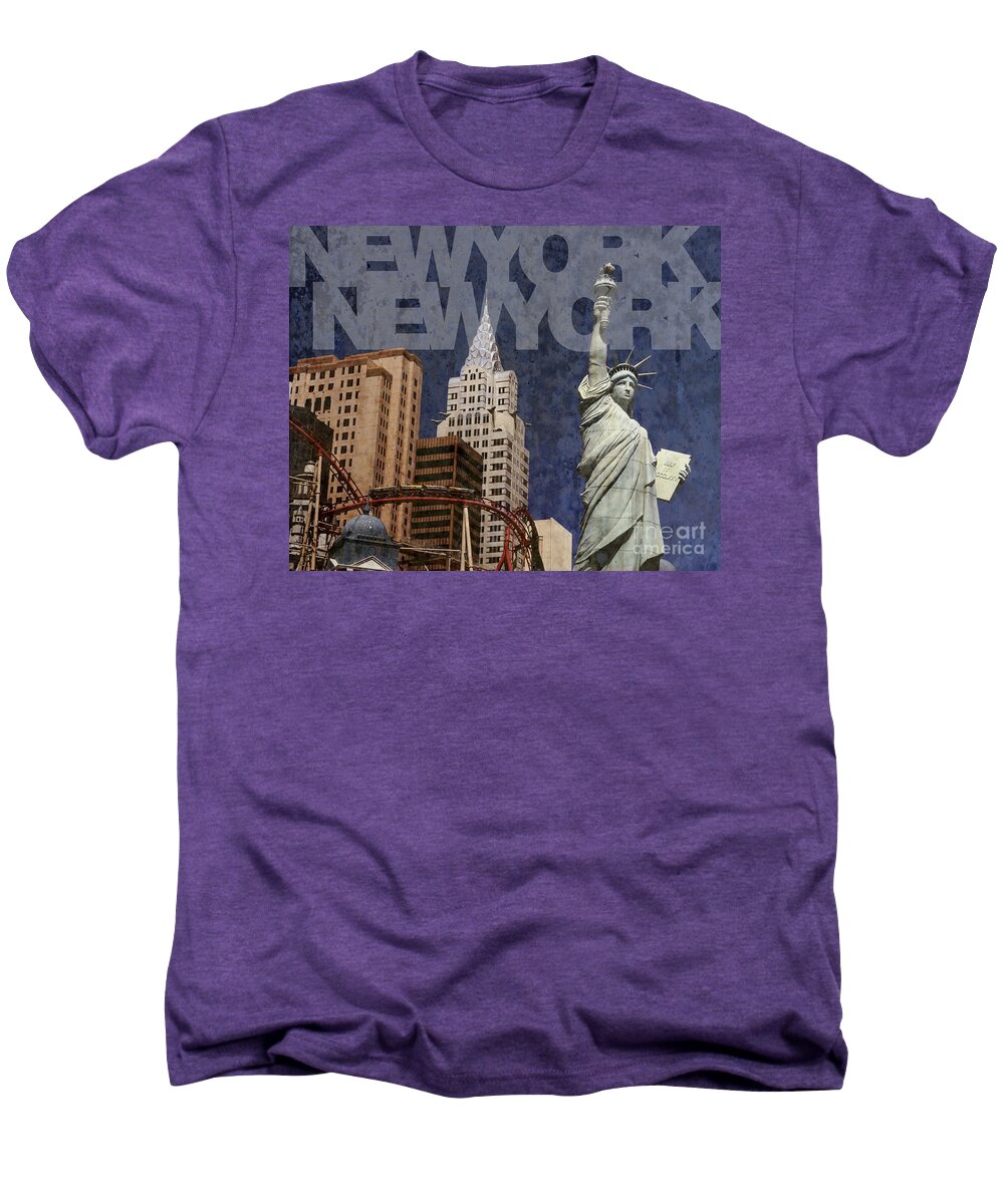 New York New York Men's Premium T-Shirt featuring the photograph New York New York Las Vegas by Art Whitton