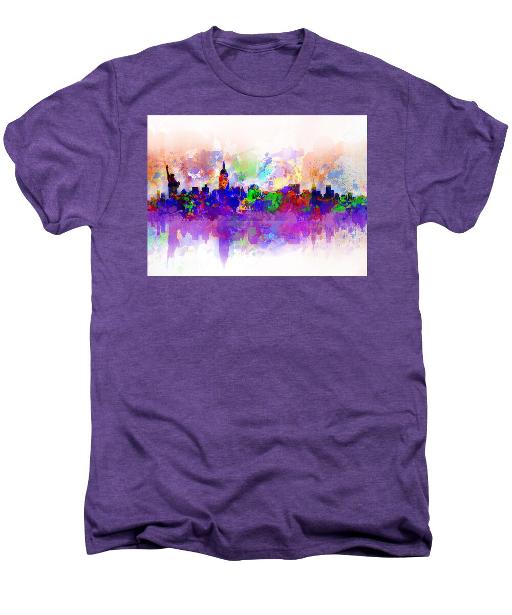 New York Men's Premium T-Shirt featuring the painting New York Skyline Splats 3 by Bekim M