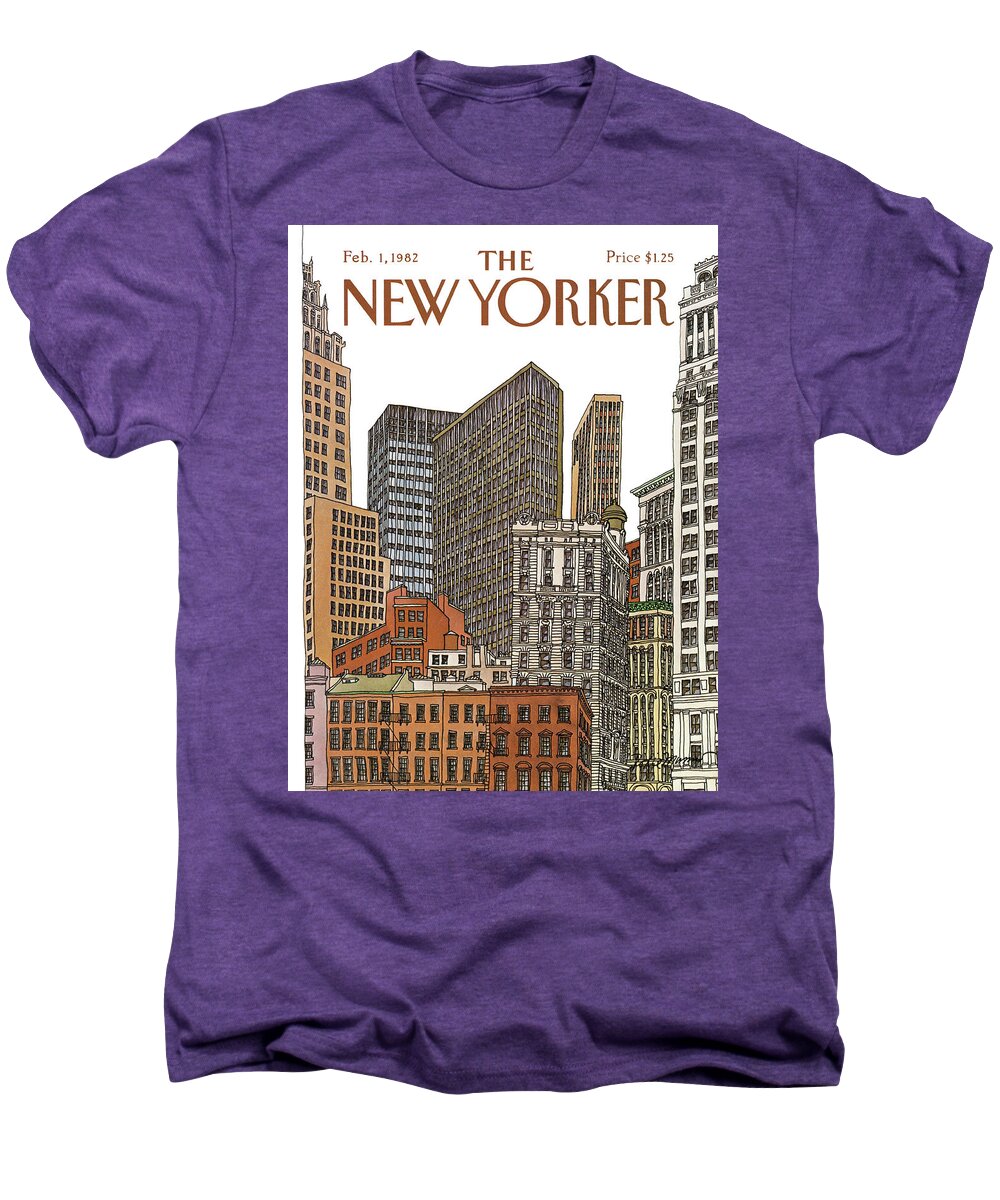 Business Men's Premium T-Shirt featuring the painting New Yorker February 1st, 1982 by Roxie Munro