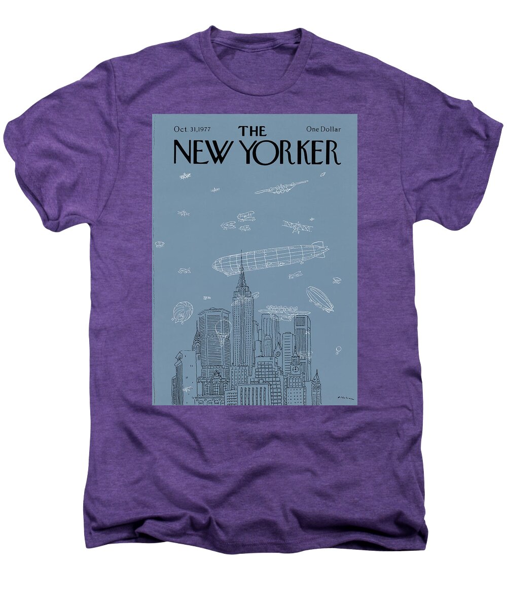 New York City Men's Premium T-Shirt featuring the painting New Yorker October 31st, 1977 by RO Blechman