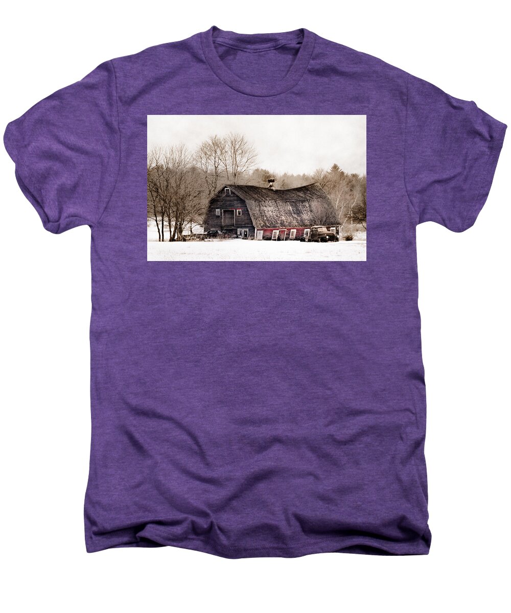 Old Barn Men's Premium T-Shirt featuring the photograph Old Barn and Truck - Americana by Gary Heller