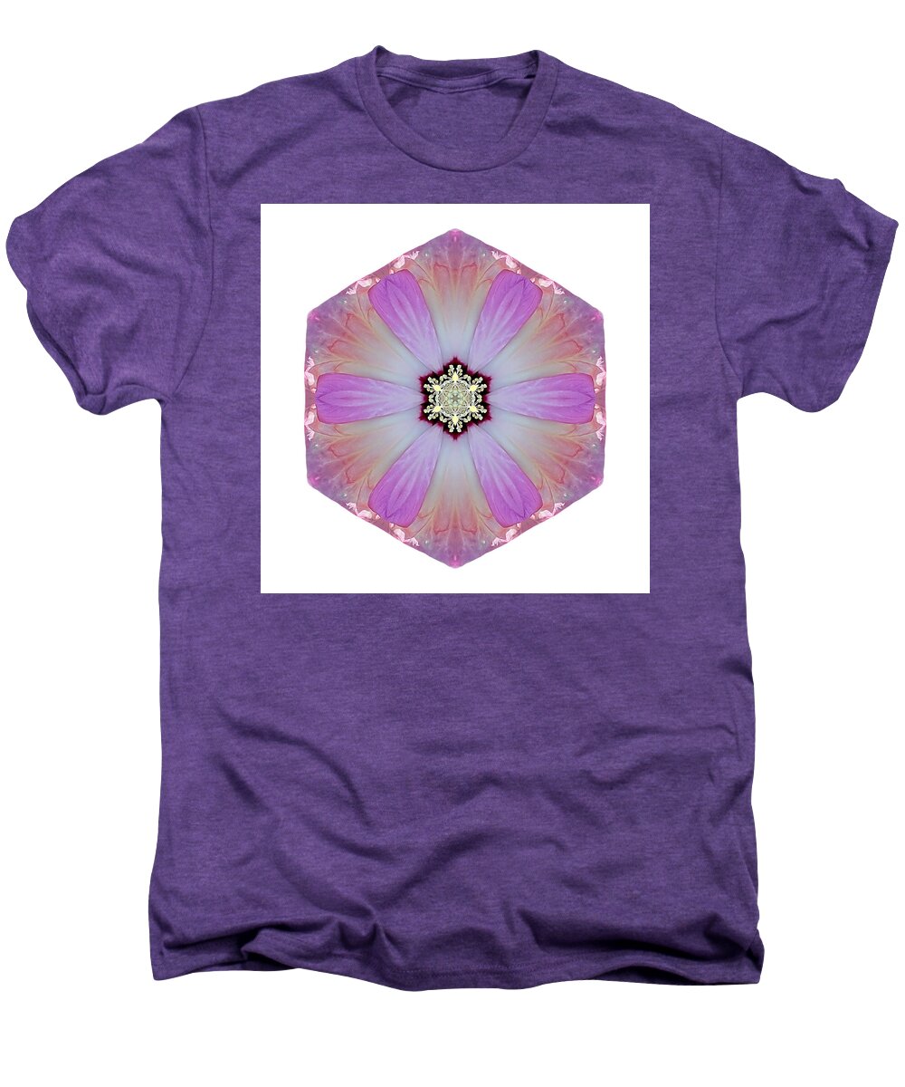 Flower Men's Premium T-Shirt featuring the photograph Pink and White Hibiscus Moscheutos I Flower Mandala White by David J Bookbinder