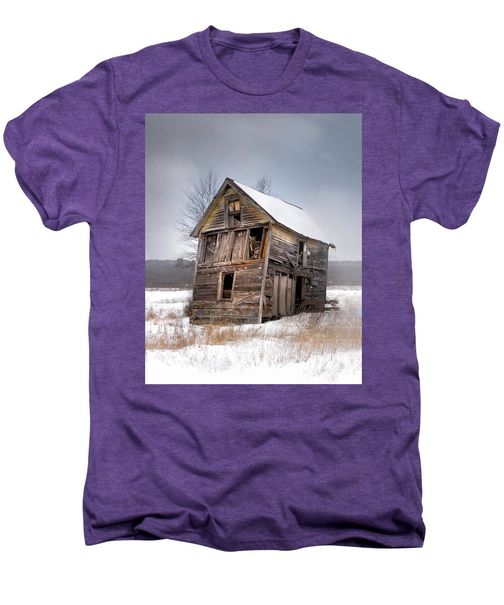 Abandoned Buildings Men's Premium T-Shirt featuring the photograph Portrait of an Old Shack - Agriculural buildings and barns by Gary Heller