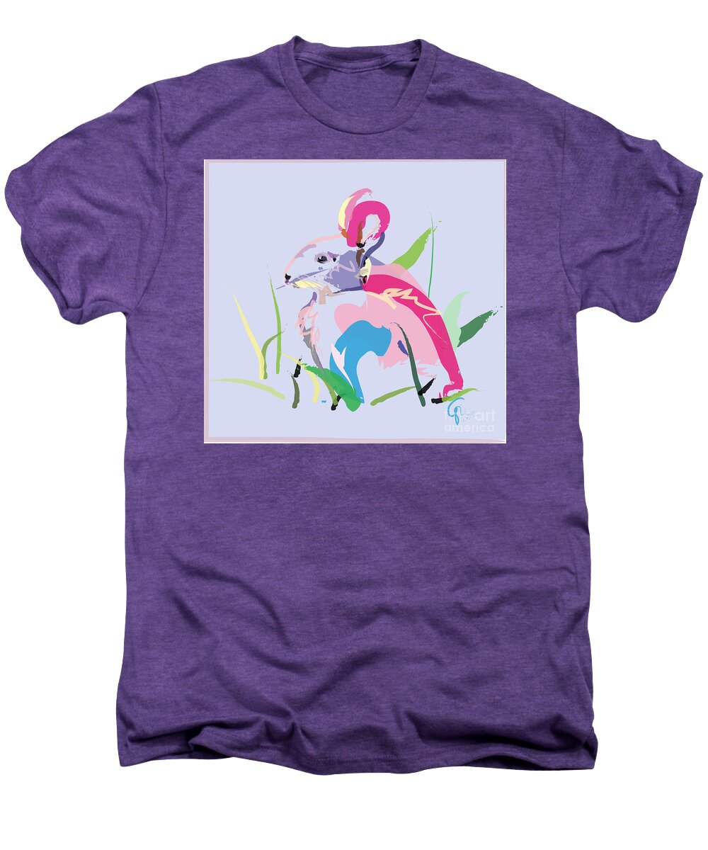 Pet Men's Premium T-Shirt featuring the painting Rabbit - Bunny In Color by Go Van Kampen