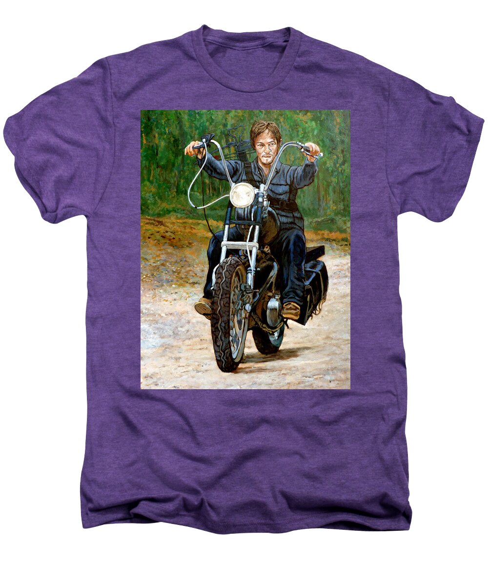 Daryl Dixon Men's Premium T-Shirt featuring the painting Ride Don't Walk by Tom Roderick
