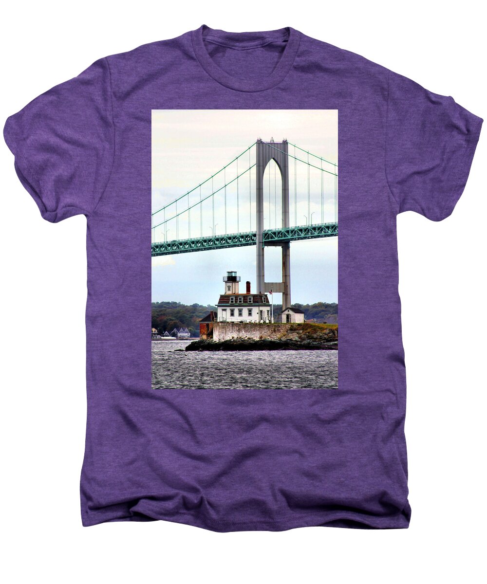 Rose Island Lighthouse Men's Premium T-Shirt featuring the photograph Rose Island Lighthouse by Kristin Elmquist