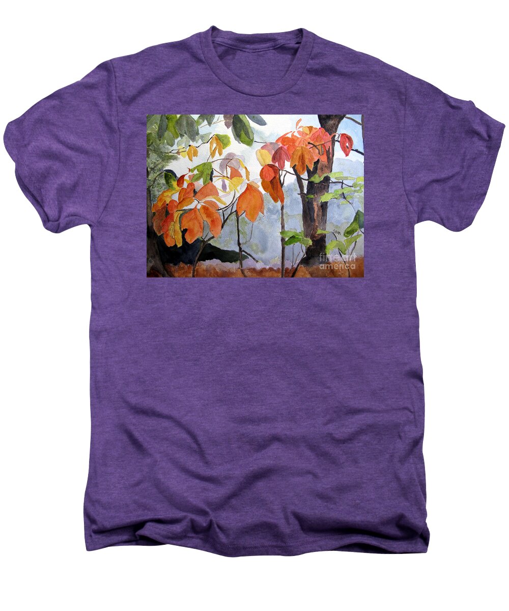 Sassafras Men's Premium T-Shirt featuring the painting Sassafras Trees on the Ridge by Sandy McIntire