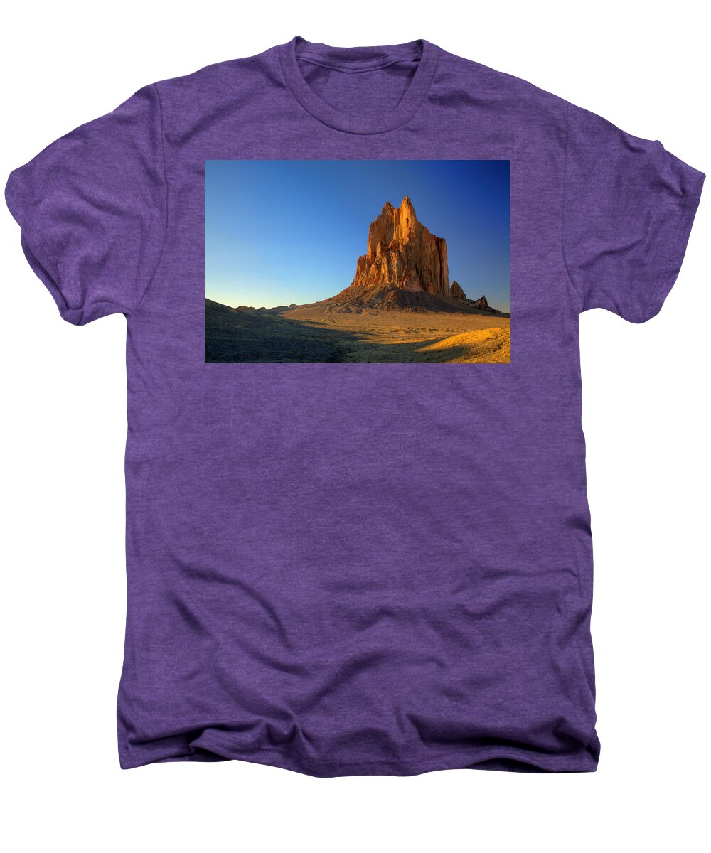 New Mexico Men's Premium T-Shirt featuring the photograph Shiprock Sunset by Alan Vance Ley