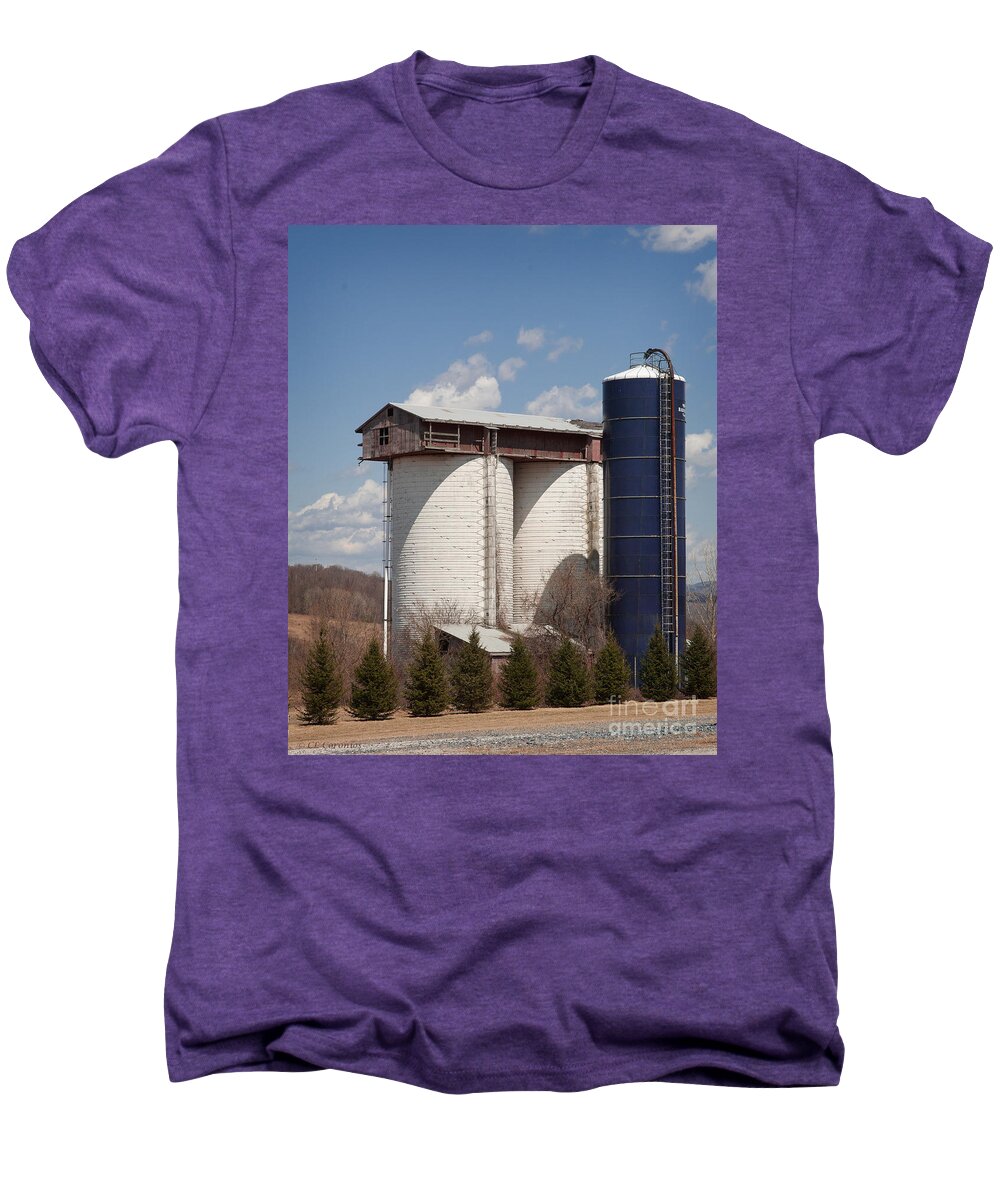 Old Silos Men's Premium T-Shirt featuring the photograph Silo House with a View - color by Carol Lynn Coronios