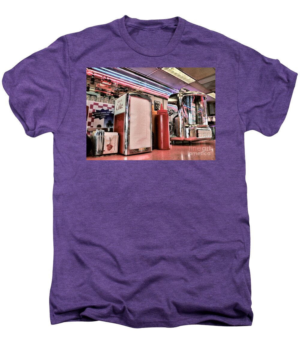 Diner Men's Premium T-Shirt featuring the photograph Sitting At The Counter by Peggy Hughes