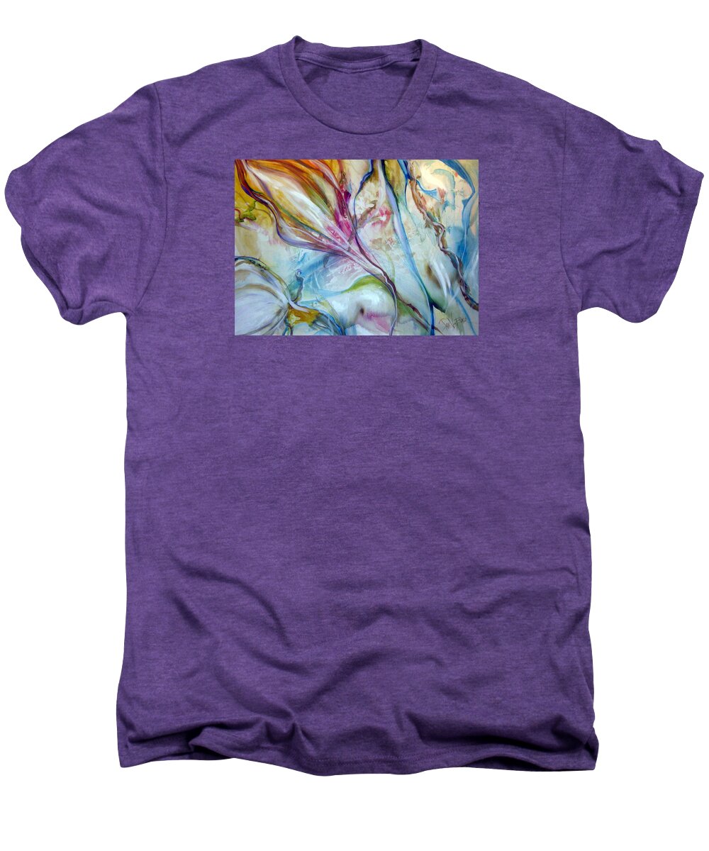 Abstract Floral Expressionism Pastel Men's Premium T-Shirt featuring the painting Spring by Jan VonBokel