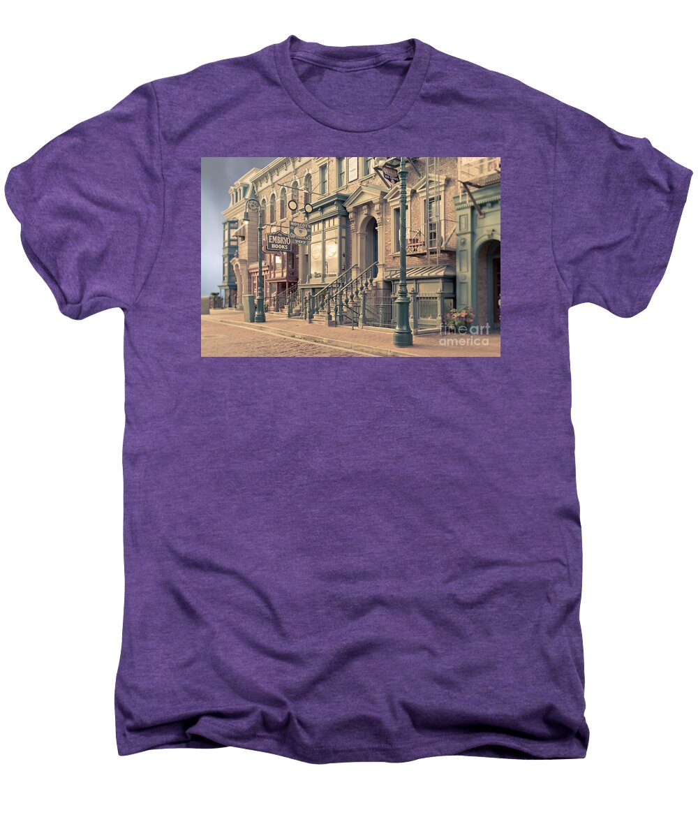 Vintage Men's Premium T-Shirt featuring the photograph Streets of Old New York City Tilt Shift by Edward Fielding