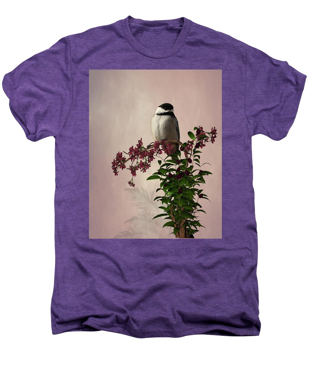 Animal Men's Premium T-Shirt featuring the photograph The Chickadee by Davandra Cribbie