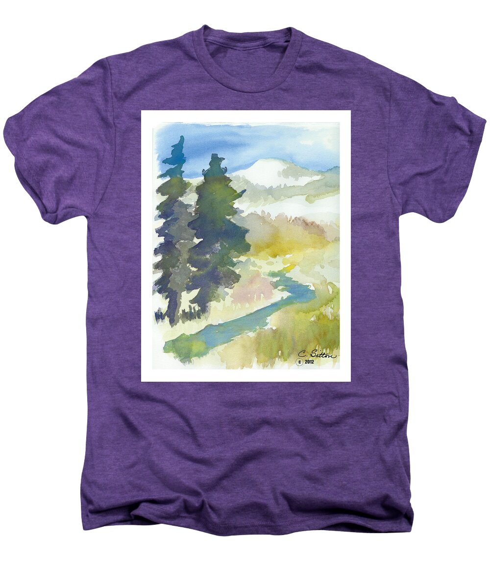 C Sitton Paintings Men's Premium T-Shirt featuring the painting Trees by C Sitton