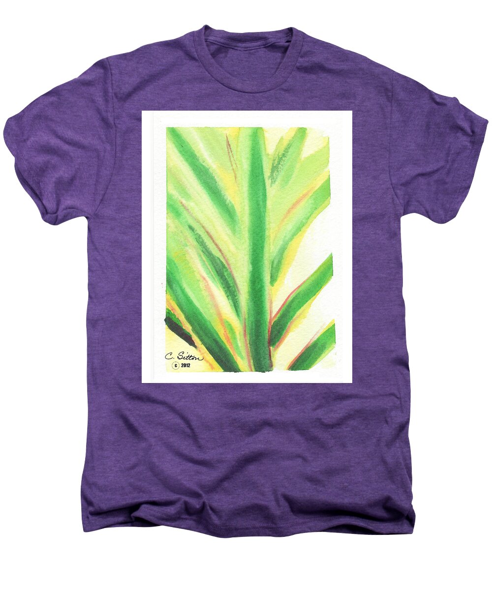 C Sitton Painting Paintings Men's Premium T-Shirt featuring the painting Tropical Leaf by C Sitton