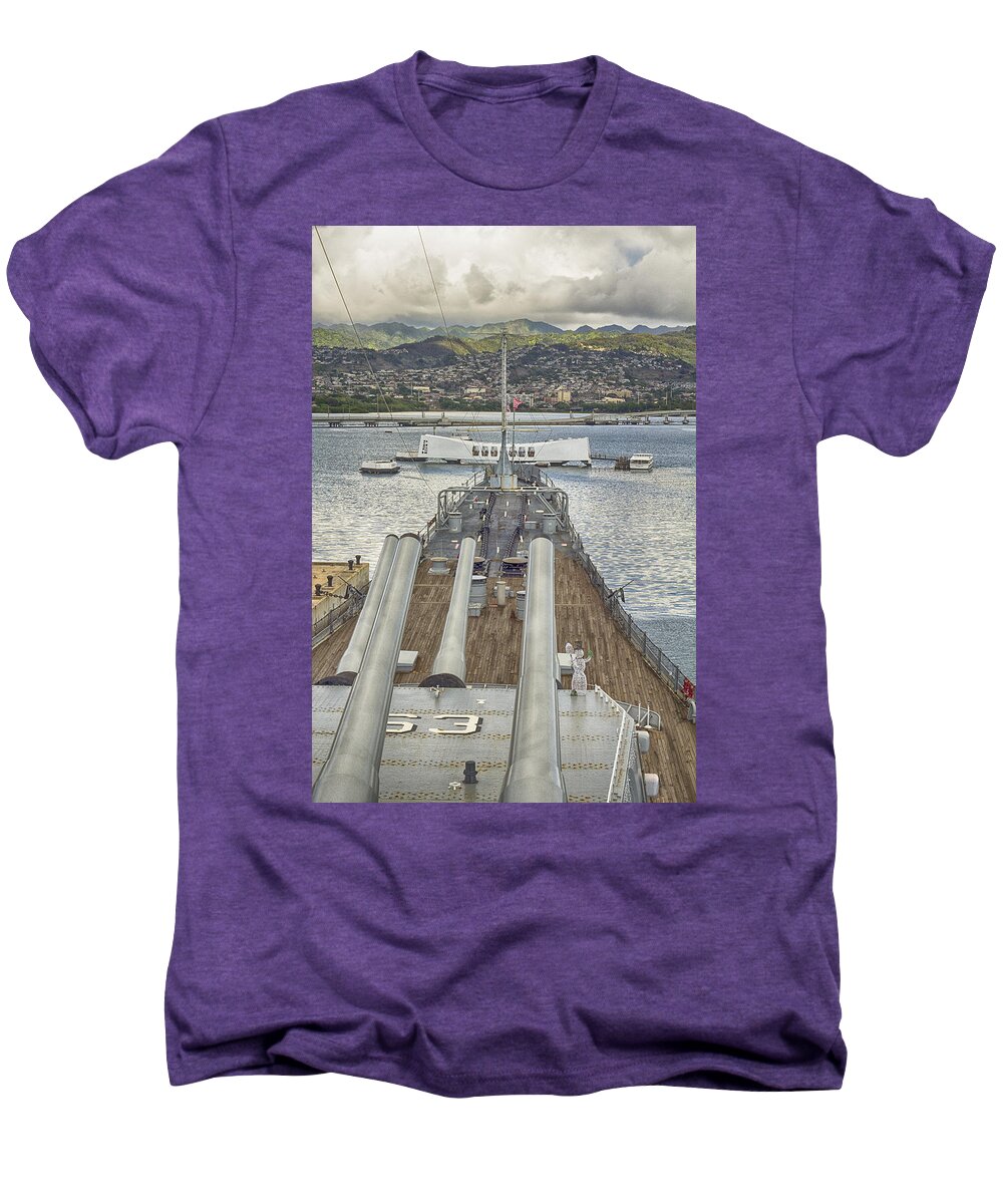 Uss Arizona Memorial Men's Premium T-Shirt featuring the photograph USS Arizona Memorial-Pearl Harbor V4 by Douglas Barnard