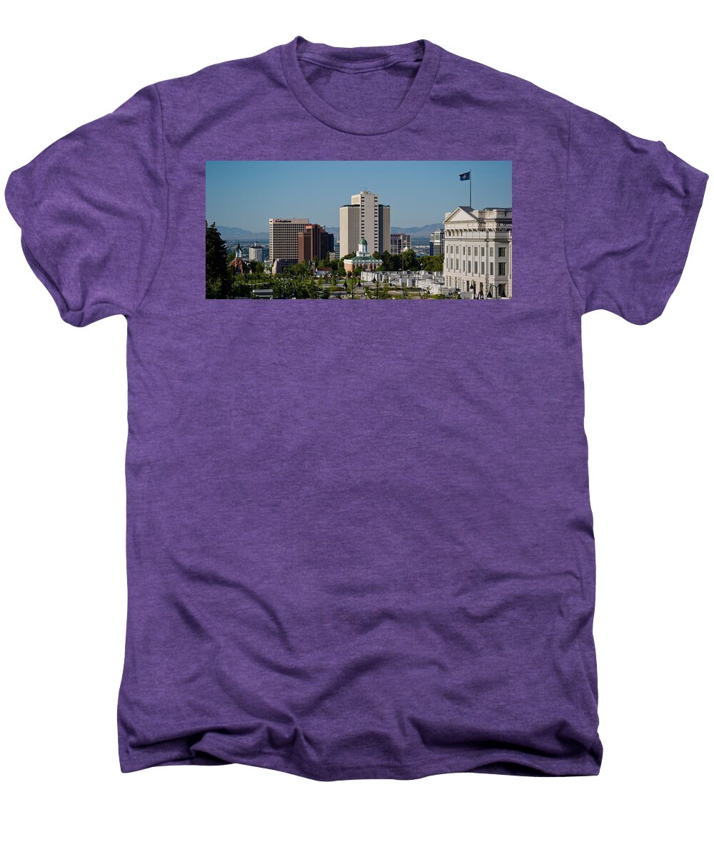 Photography Men's Premium T-Shirt featuring the photograph Utah State Capitol Building, Salt Lake by Panoramic Images