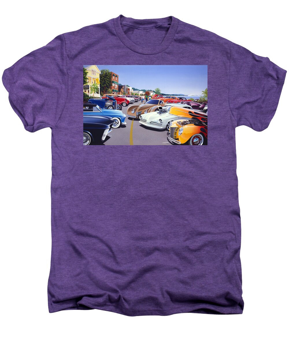 America Men's Premium T-Shirt featuring the photograph Car Show by the Lake by MGL Meiklejohn Graphics Licensing