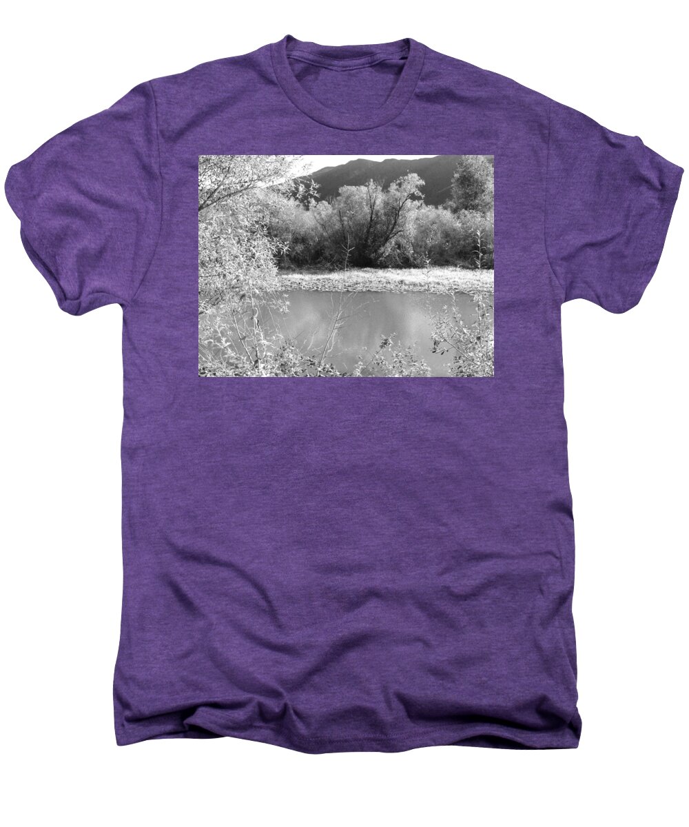Lake Men's Premium T-Shirt featuring the photograph Lakeside Mountain View by Kathleen Grace