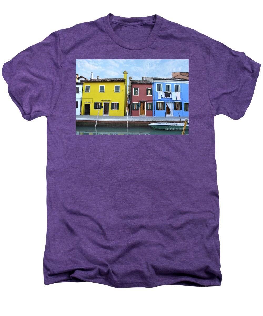 Burano Italy Men's Premium T-Shirt featuring the photograph Primary colors in Burano Italy by Rebecca Margraf