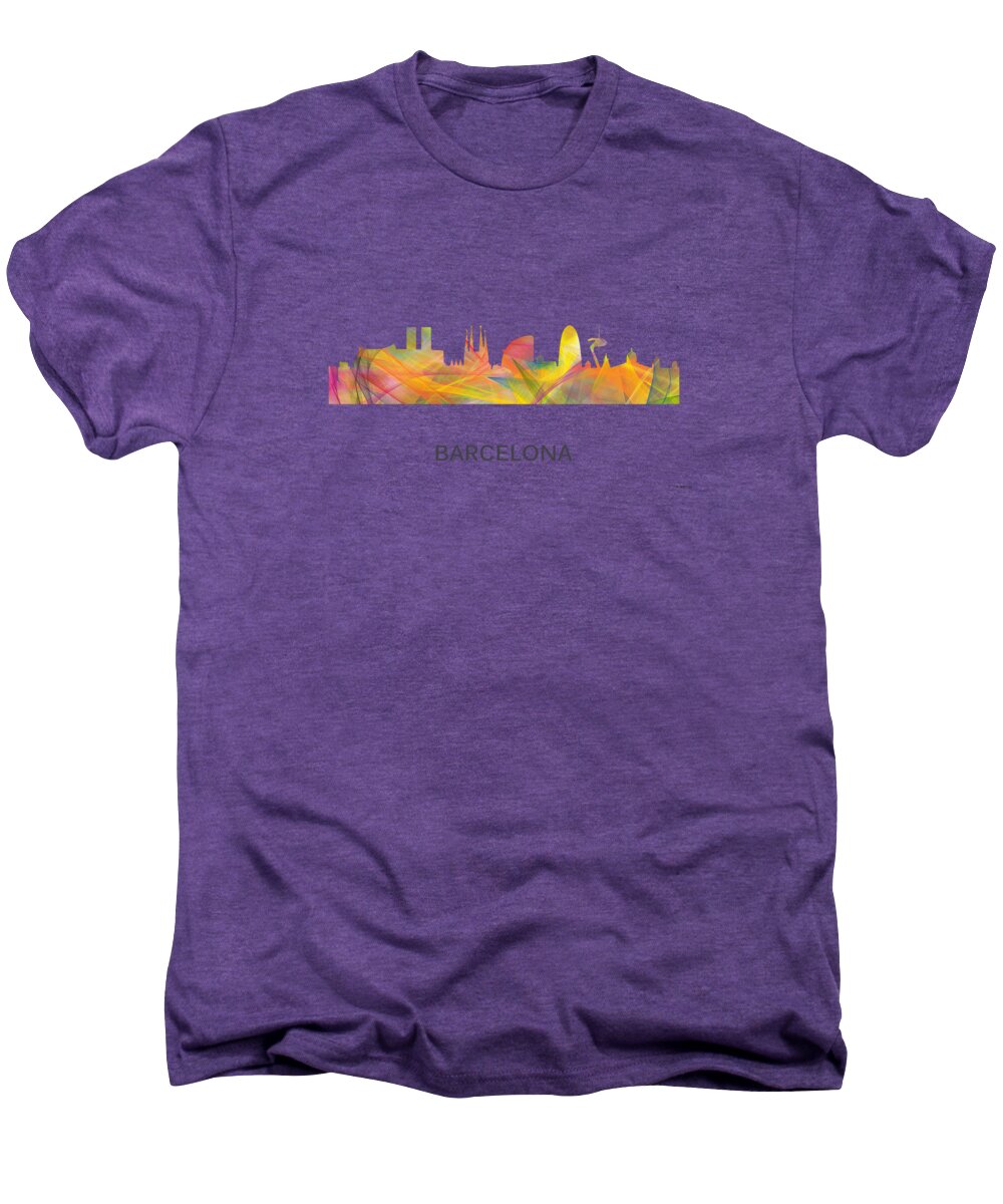 Barcelona Spain Skyline Men's Premium T-Shirt featuring the digital art Barcelona Spain Skyline #1 by Marlene Watson