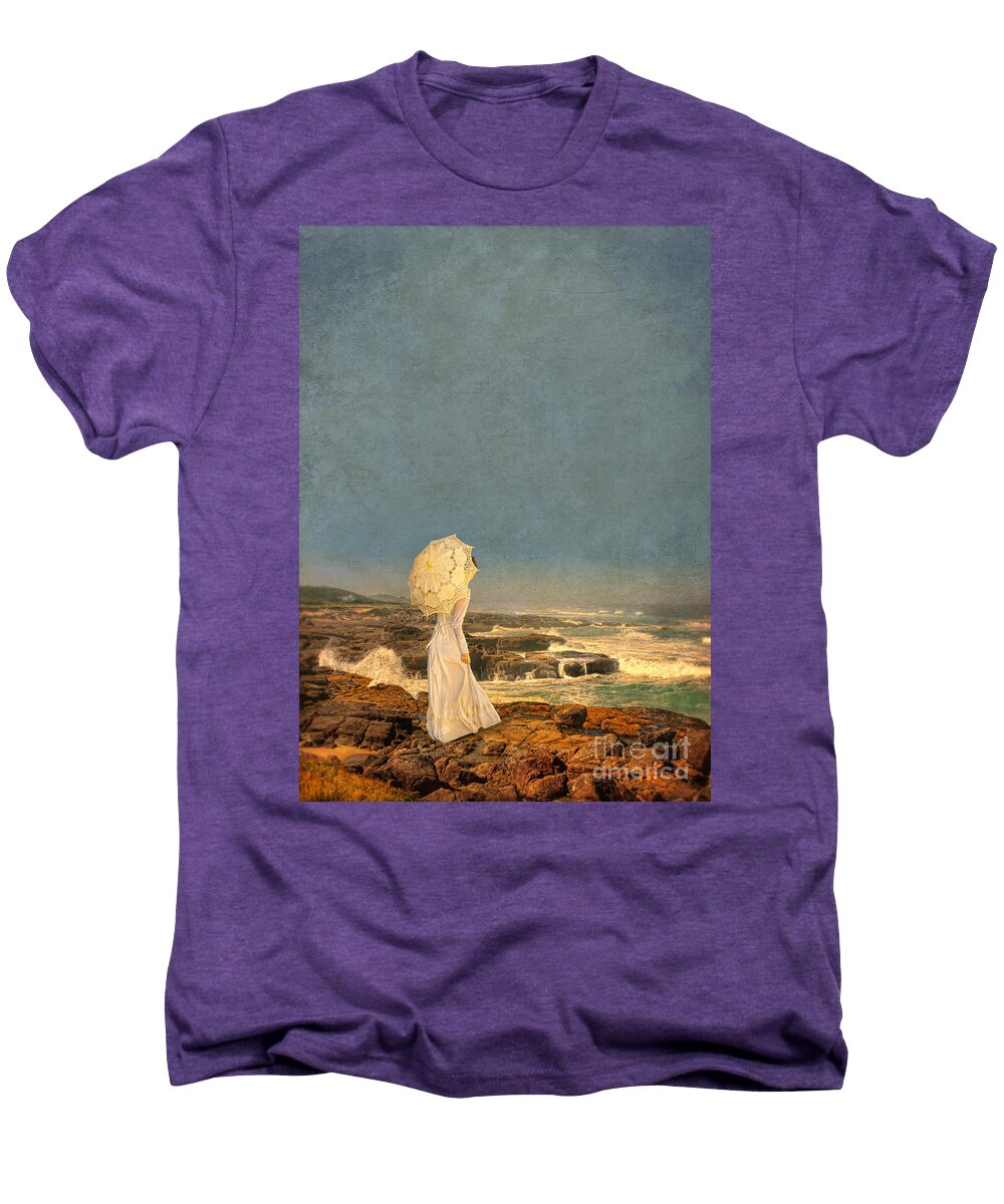 Walking Men's Premium T-Shirt featuring the photograph Victorian Lady by the Sea #1 by Jill Battaglia