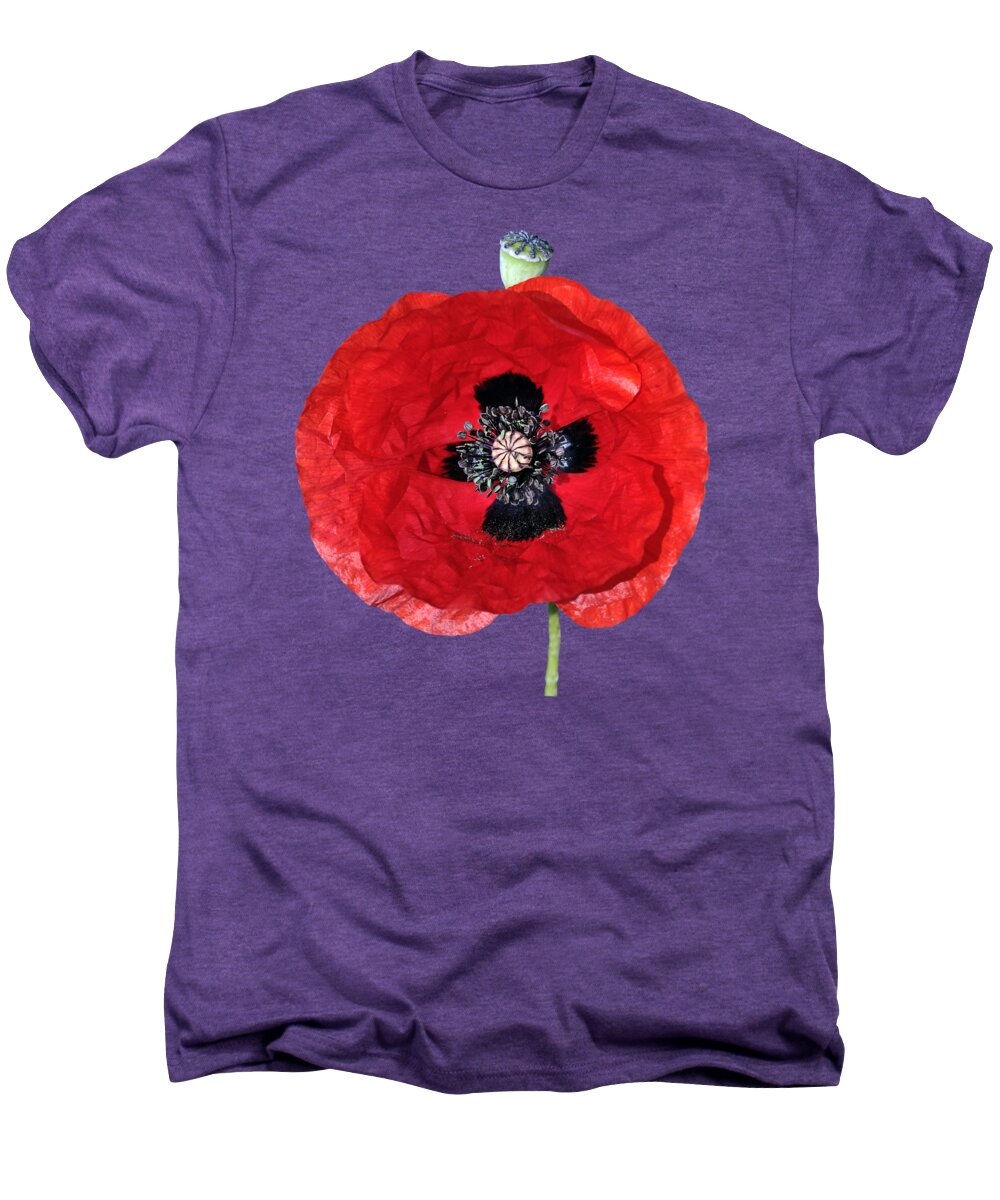 Poppy; Corn Poppy; Papaver Rhoeas; Red; Flower; Wild; Plant; Spring; Flowers; Photograph; Photography; Springtime; Season; Nature; Natural; Natural Environment; Flora; Bloom; Blooming; Blossom; Blossoming; Color; Colorful; Country; Countryside; Macro; Close-up; Detail; Details; Poppies; T-shirts; Slim Fit T-shirts; V-neck T-shirts; Long Sleeve T-shirts; Sweatshirts; Hoodies; Youth T-shirts; Toddler T-shirts; Baby Onesies; Women's T-shirts; Women's V-neck T-shirts; Junior T-shirts Men's Premium T-Shirt featuring the photograph Poppy flower #11 by George Atsametakis