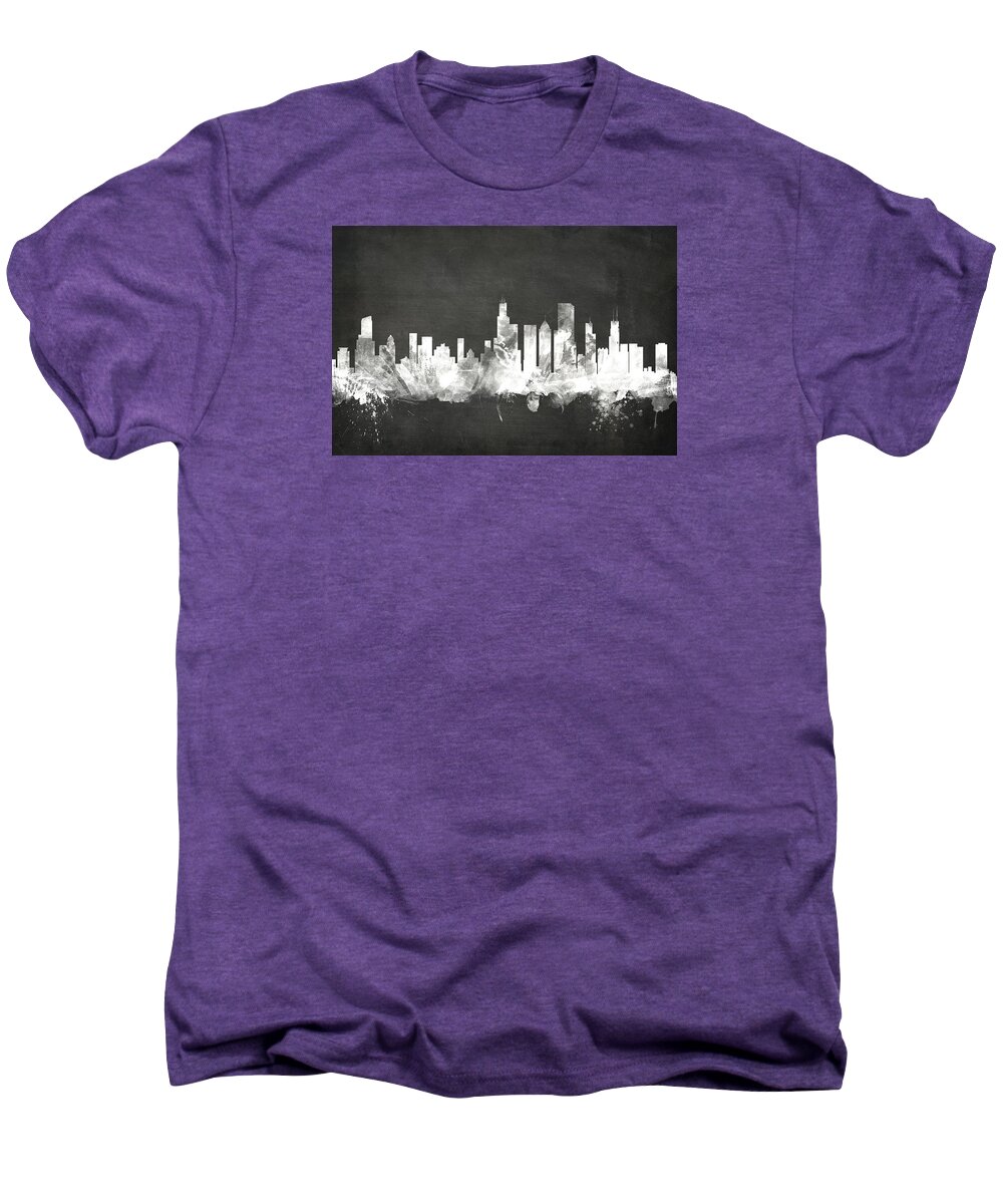 Chicago Men's Premium T-Shirt featuring the digital art Chicago Illinois Skyline #19 by Michael Tompsett