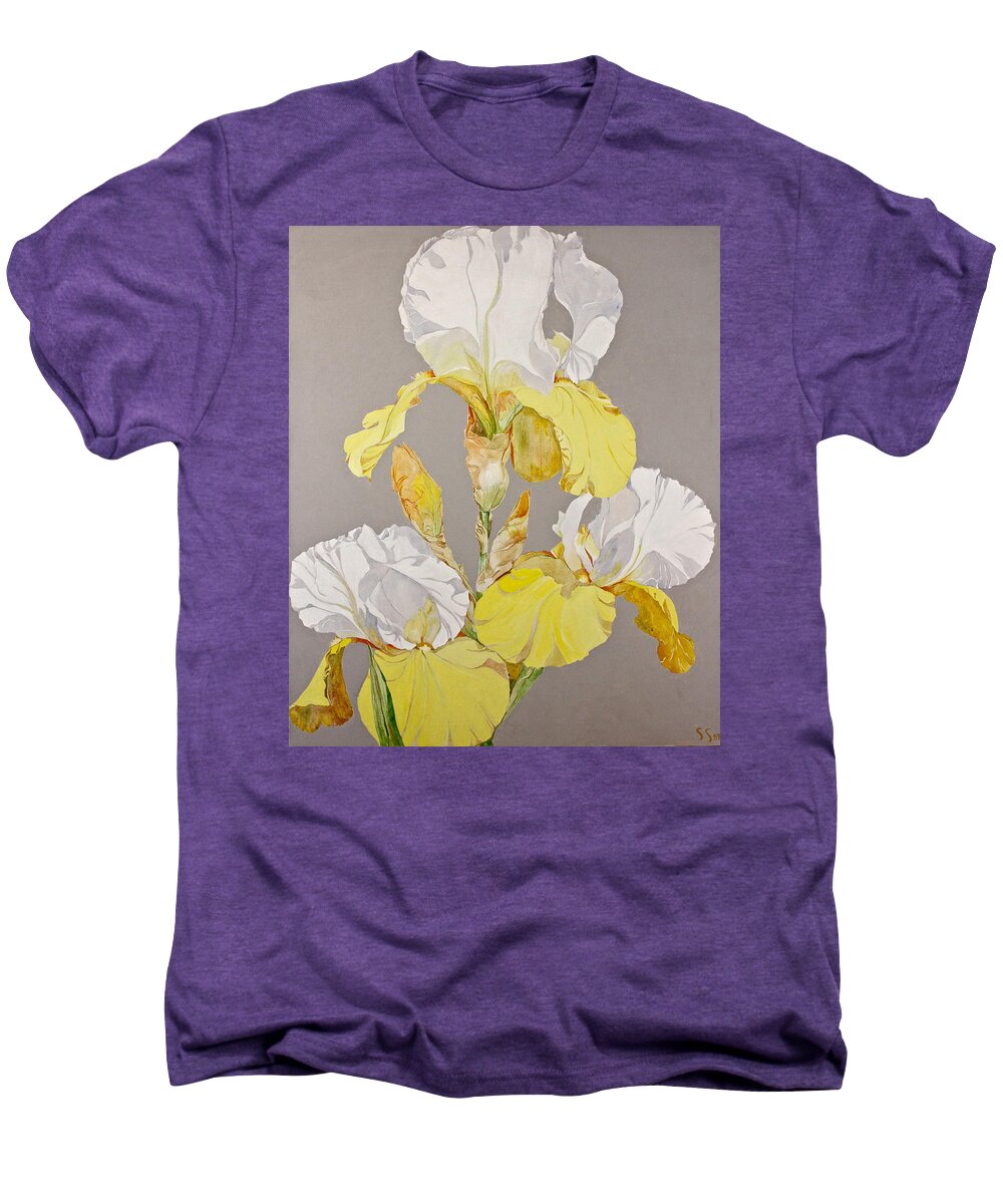 Acrylic Painting Men's Premium T-Shirt featuring the painting Irises-Posthumously presented paintings of Sachi Spohn #1 by Cliff Spohn