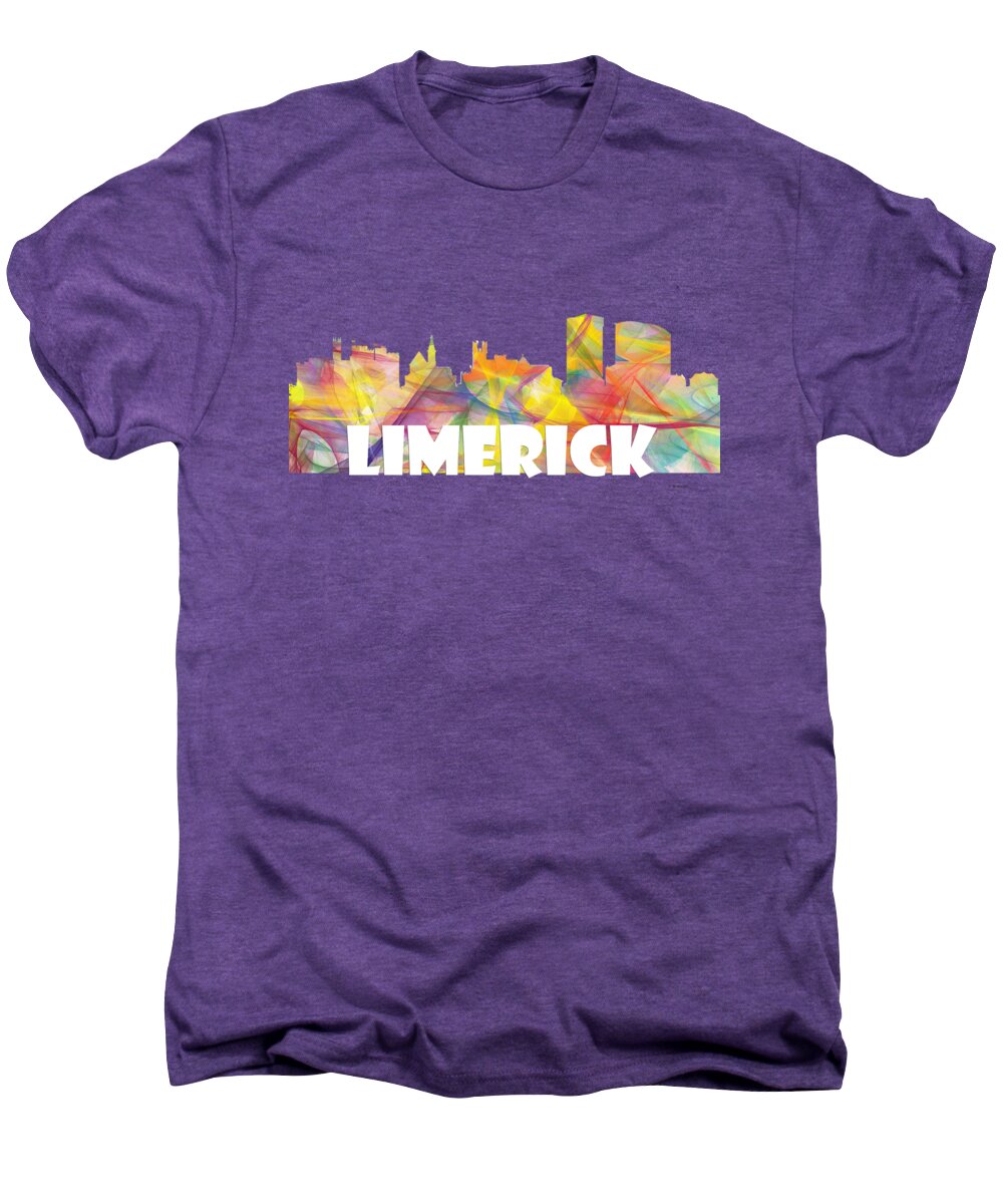 Limerick Ireland Skyline Men's Premium T-Shirt featuring the digital art Limerick Ireland Skyline #2 by Marlene Watson