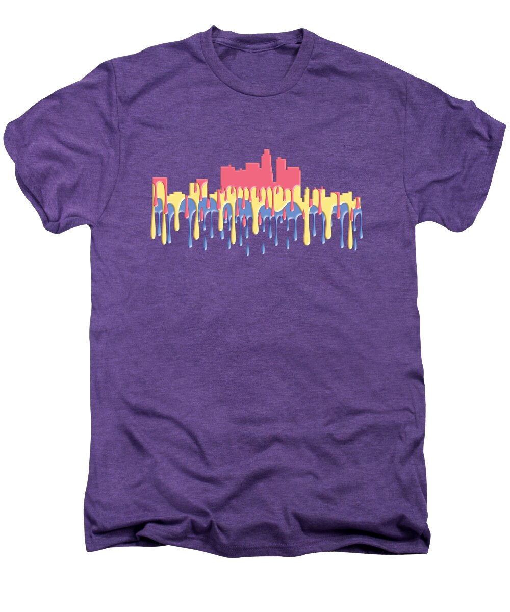 Los Angeles California Skyline Men's Premium T-Shirt featuring the digital art Los Angeles CA Skyline #3 by Marlene Watson