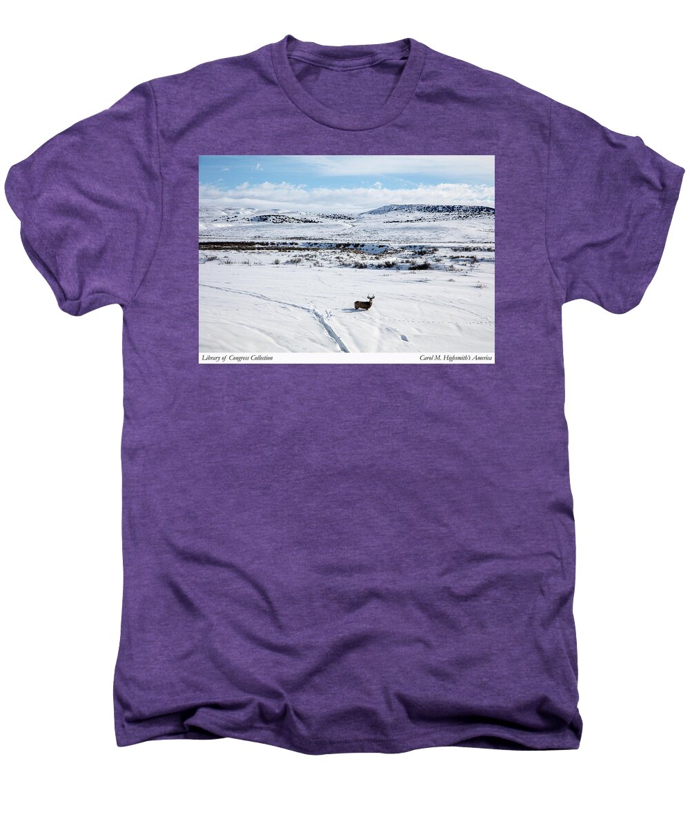 Carol M. Highsmith Men's Premium T-Shirt featuring the photograph A lone buck deer in Carbon County, Wyoming by Carol M Highsmith