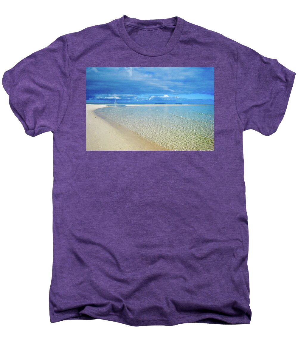 Beach Men's Premium T-Shirt featuring the photograph ADAGIO alone in Ouvea, South Pacific by Dorothy Darden