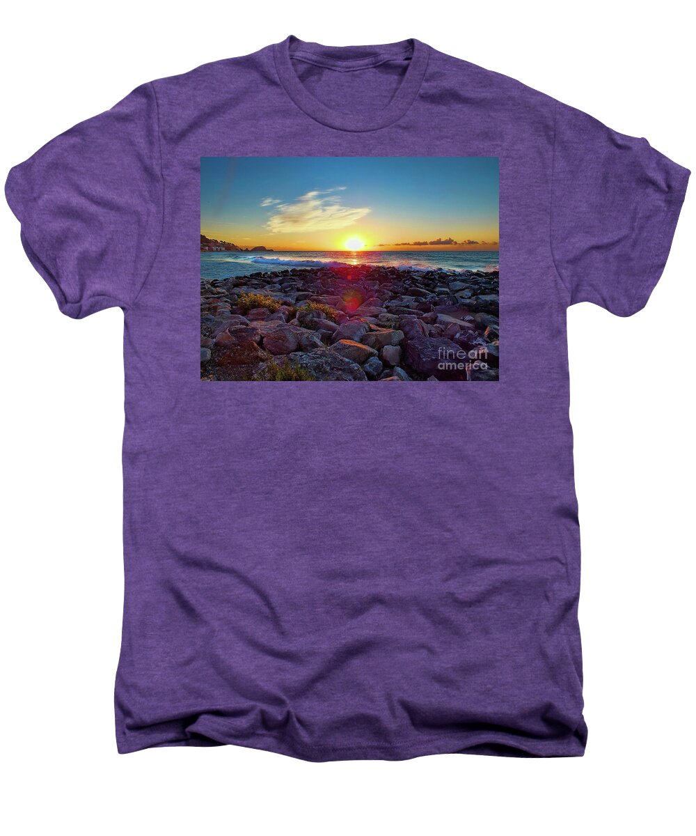 Alassio Men's Premium T-Shirt featuring the photograph Alassio Sunset by Karen Lewis