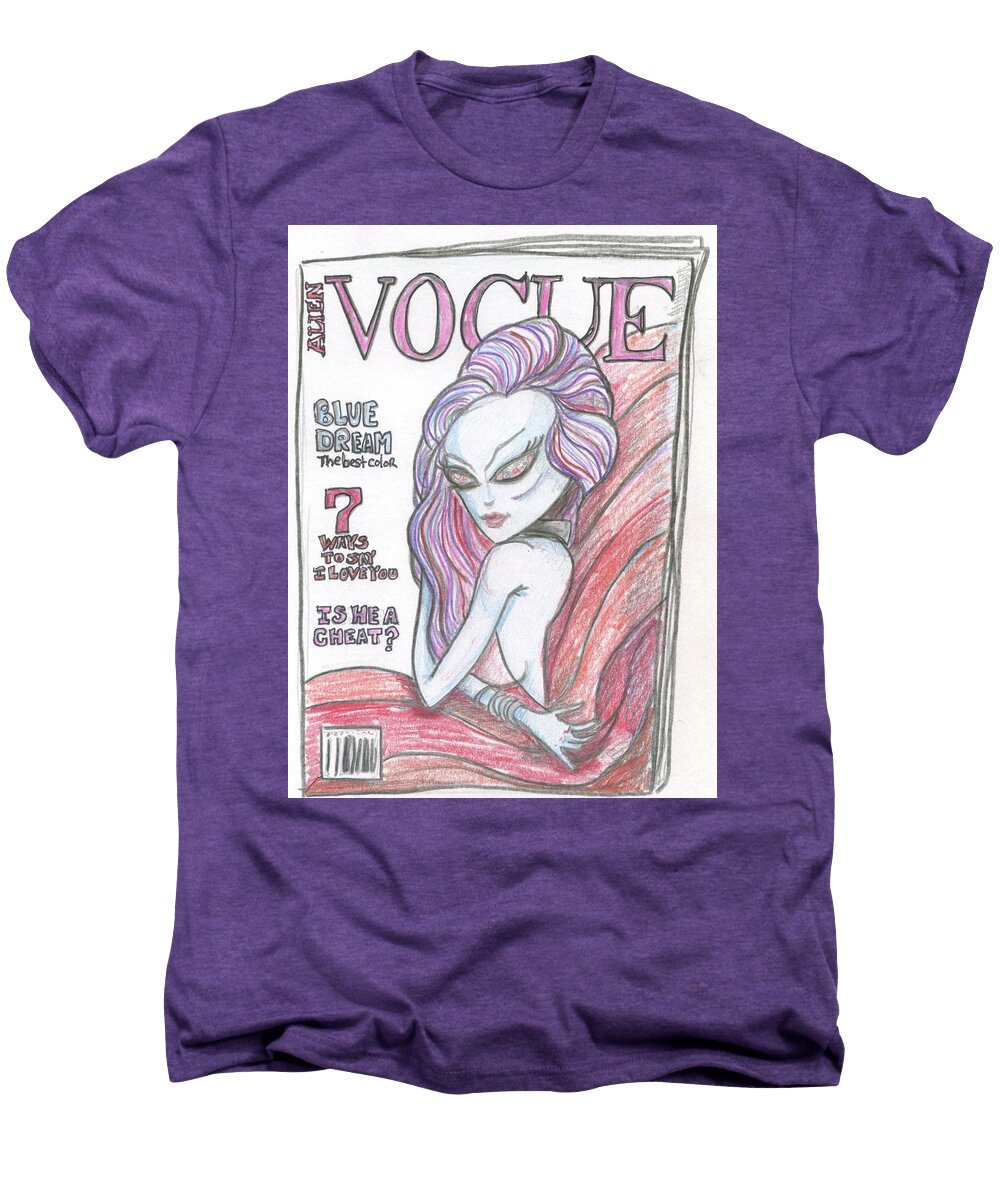 Vogue Men's Premium T-Shirt featuring the drawing Alien Vogue by Similar Alien