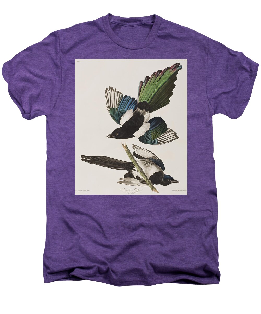 Magpie Men's Premium T-Shirt featuring the painting American Magpie by John James Audubon